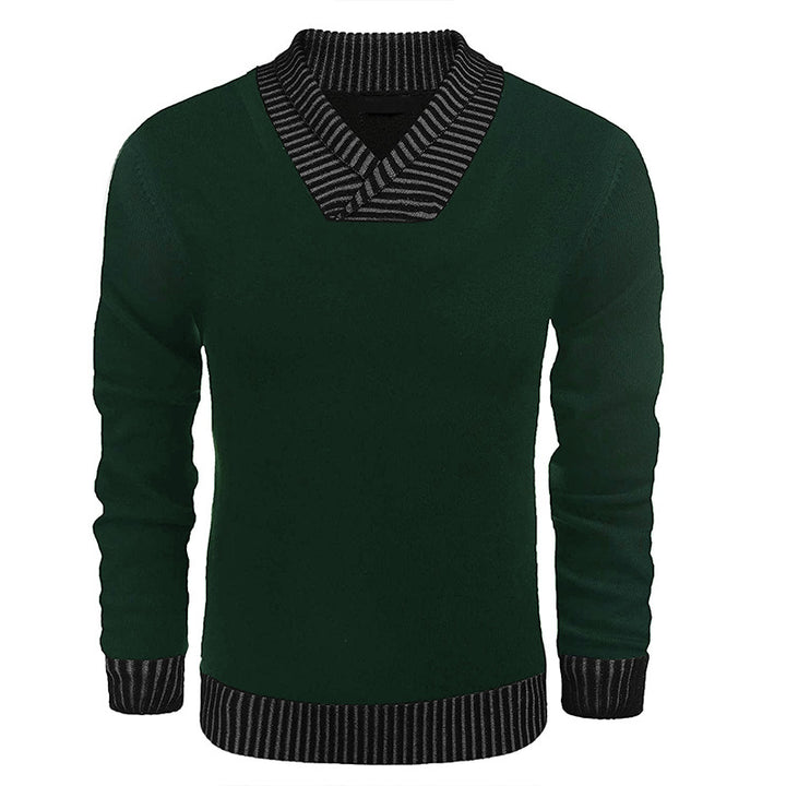 Herrer elegant pullover med diagonal stribet krave og komfortabelt snit Stilla