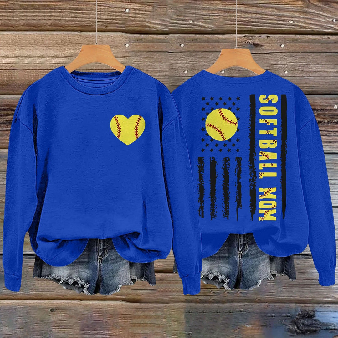 Kvinders sweatshirt med kreativ softball design Stilla
