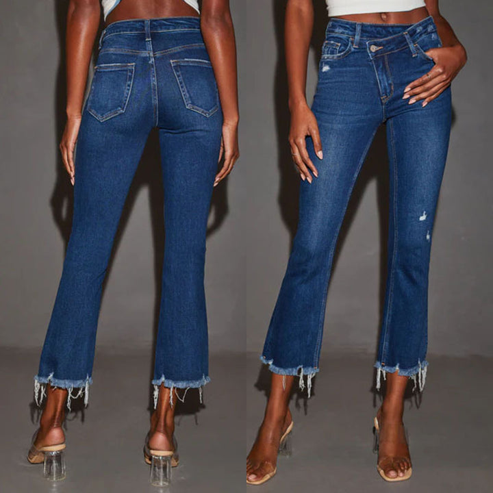 Dame Flared Jeans med frynset kanter og høj talje Stilla