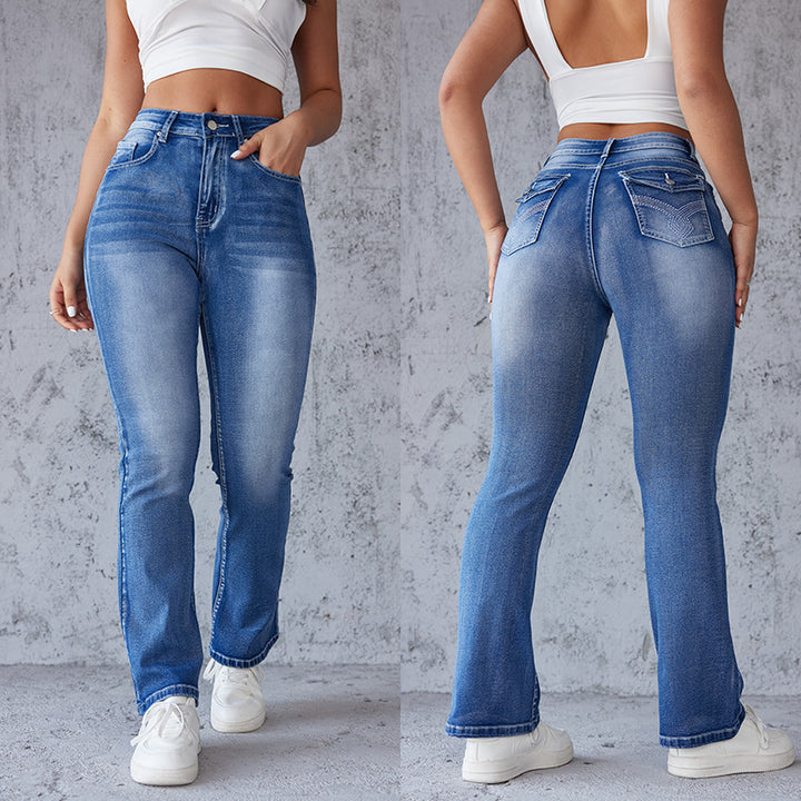 Dame Bootcut-jeans med høj talje og strækandel Stilla