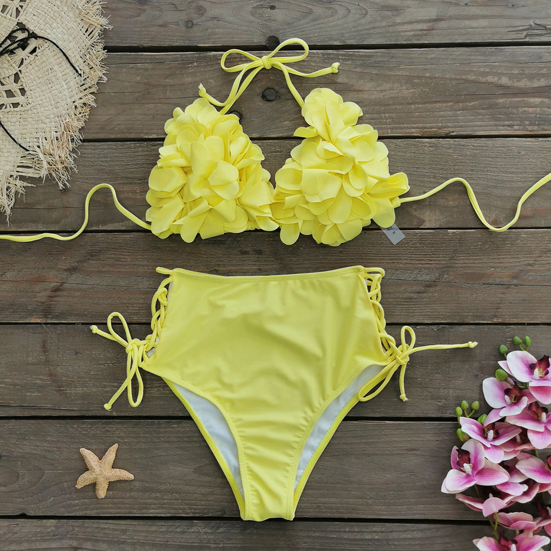 Dame Bikini-sæt med raffinerede stofblomster og justerbare stropper Stilla