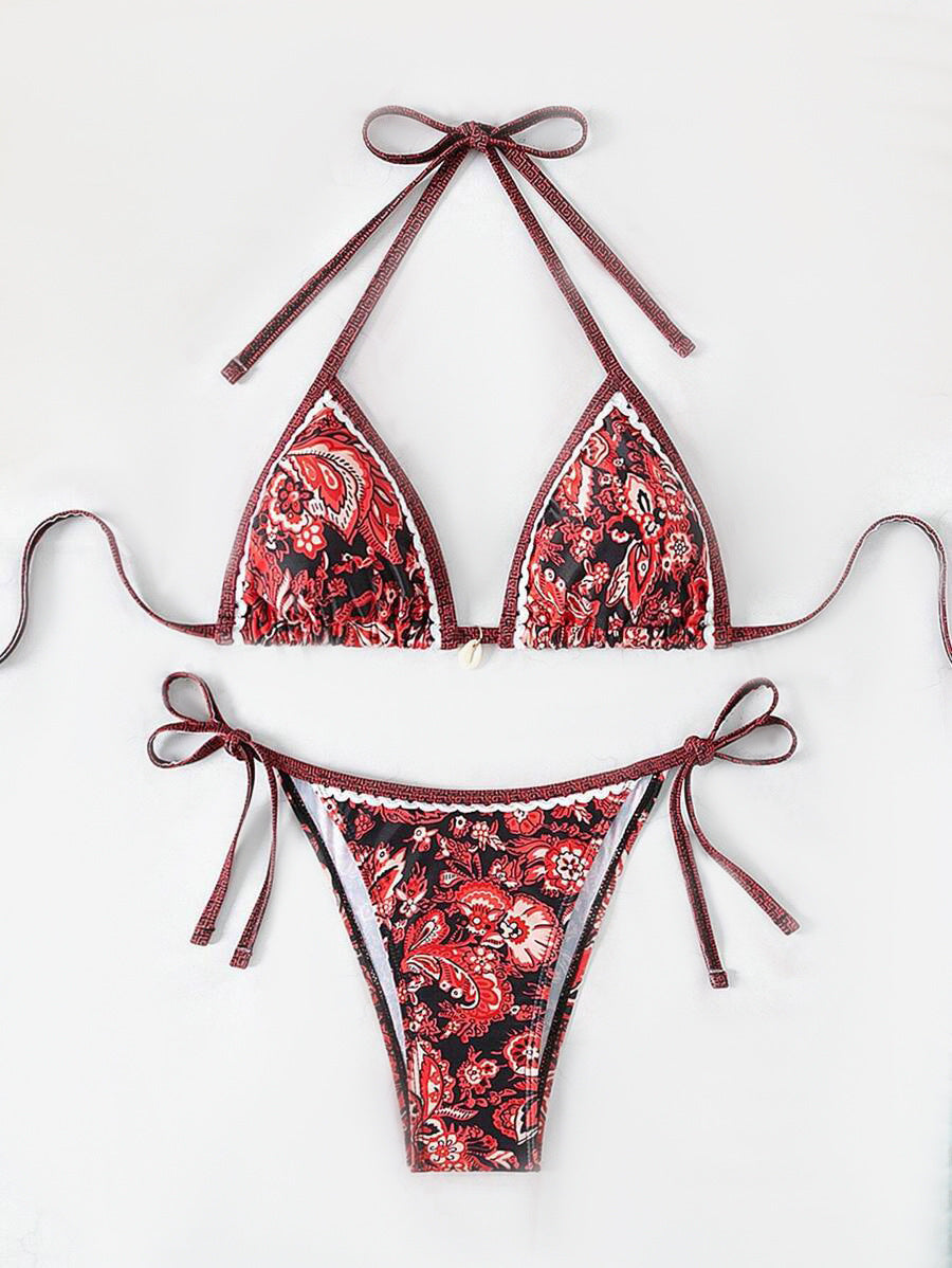 Dame trekantstring-bikini-sæt med justerbare bindinger Stilla