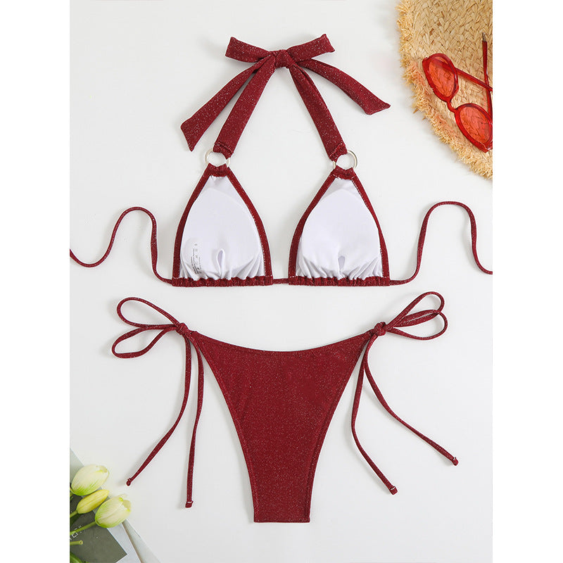 Dame Glitrende Trekant-Bikini-Sæt Stilla