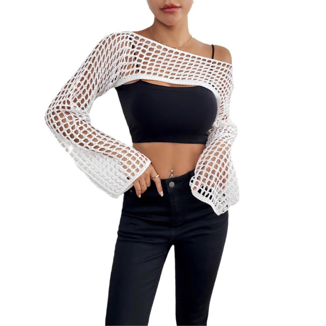 Damer Smart Hæklet Mesh Crop Top Stilla