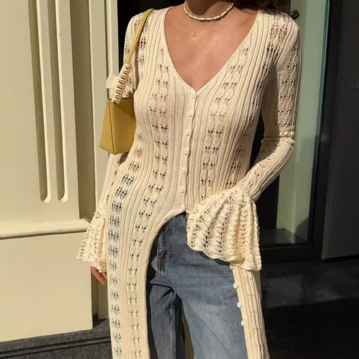 Femme Åben-Strik Duster Cardigan Stilla