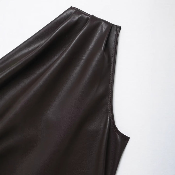 Femme Asymmetrisk Kunstlæder-Top Stilla