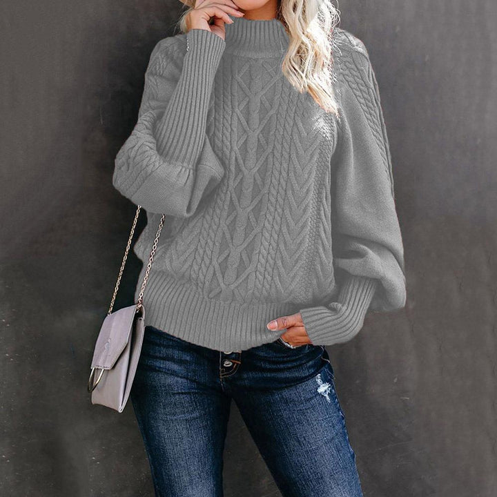 Dame strikpullover med høj hals og struktureret design Stilla