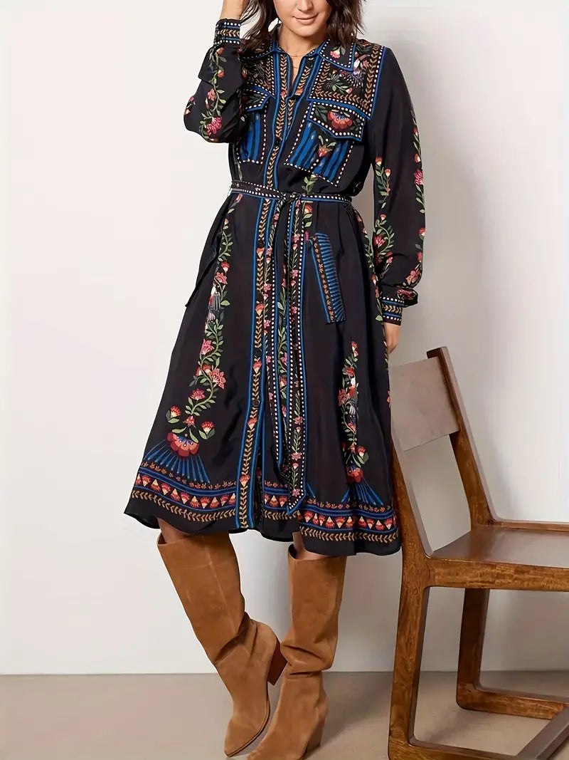 Dame skjortekjole med kunstneriske broderier Stilla