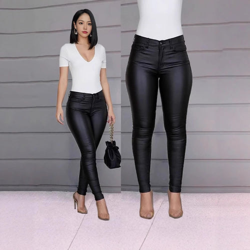 Dame Kvalitets Skinny Jeans i moderigtig Lak-look Stilla