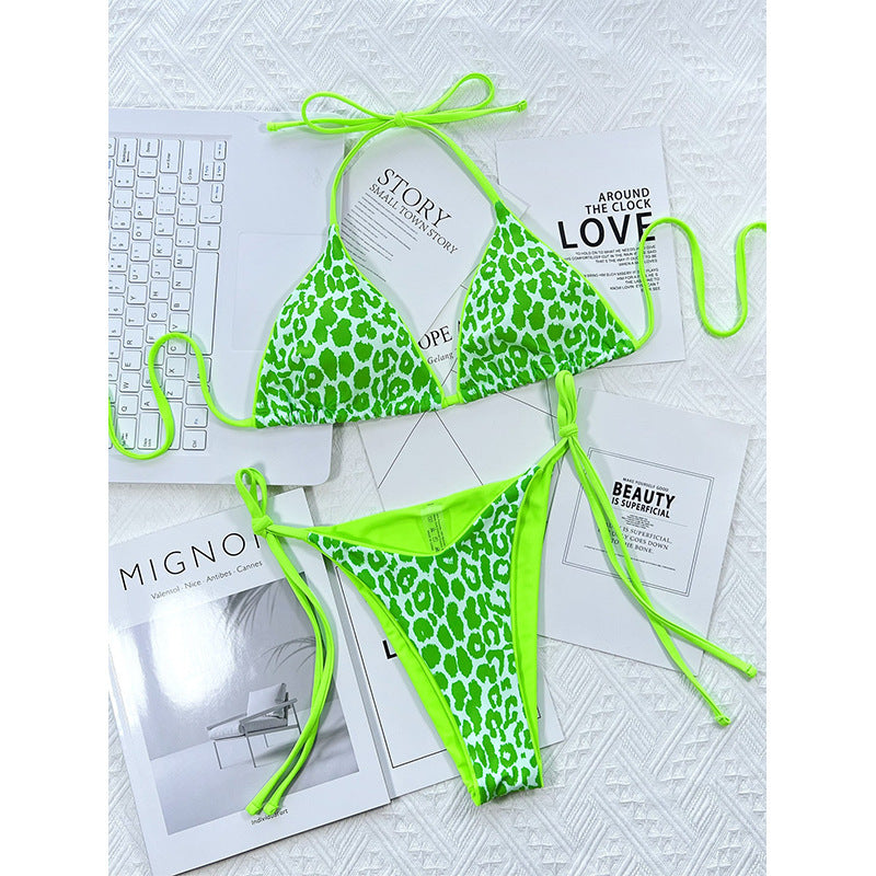 Dame Triangel-Bikini-Sæt med moderigtigt mønster og justerbare stropper Stilla