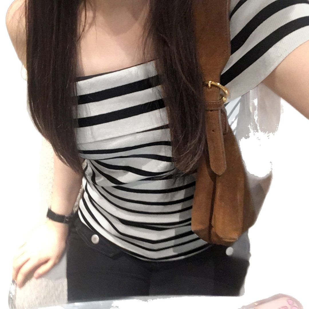 Dame Offshoulder Bluse med stribet design Skovae