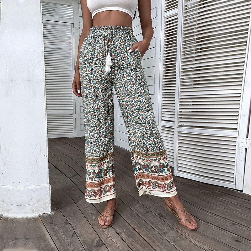 Dame Bohemian Floral Bred Bukser Stilla