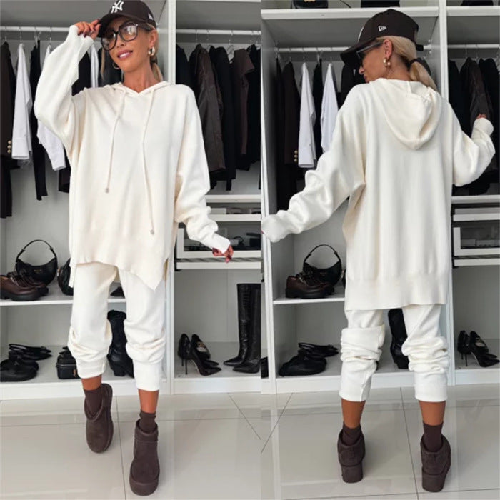 Kvinders sporty loungewear sæt med hættejakke og løs pasform Skovae