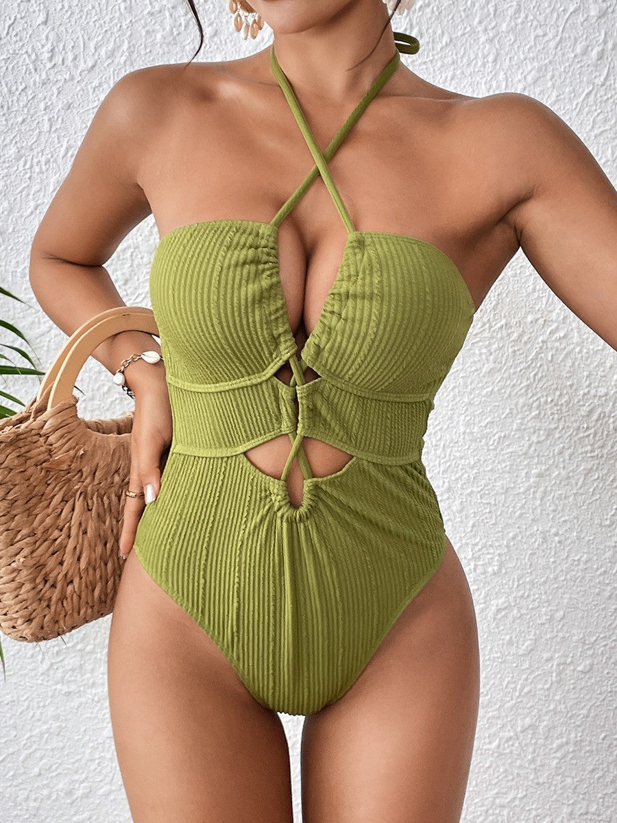 Dame Ribbet Cut-Out Enstykke Badedragt Stilla 1750839052