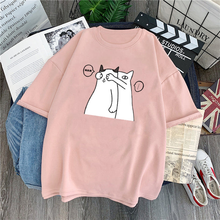 Femme Legesyg Grafik Kat T-Shirt Stilla