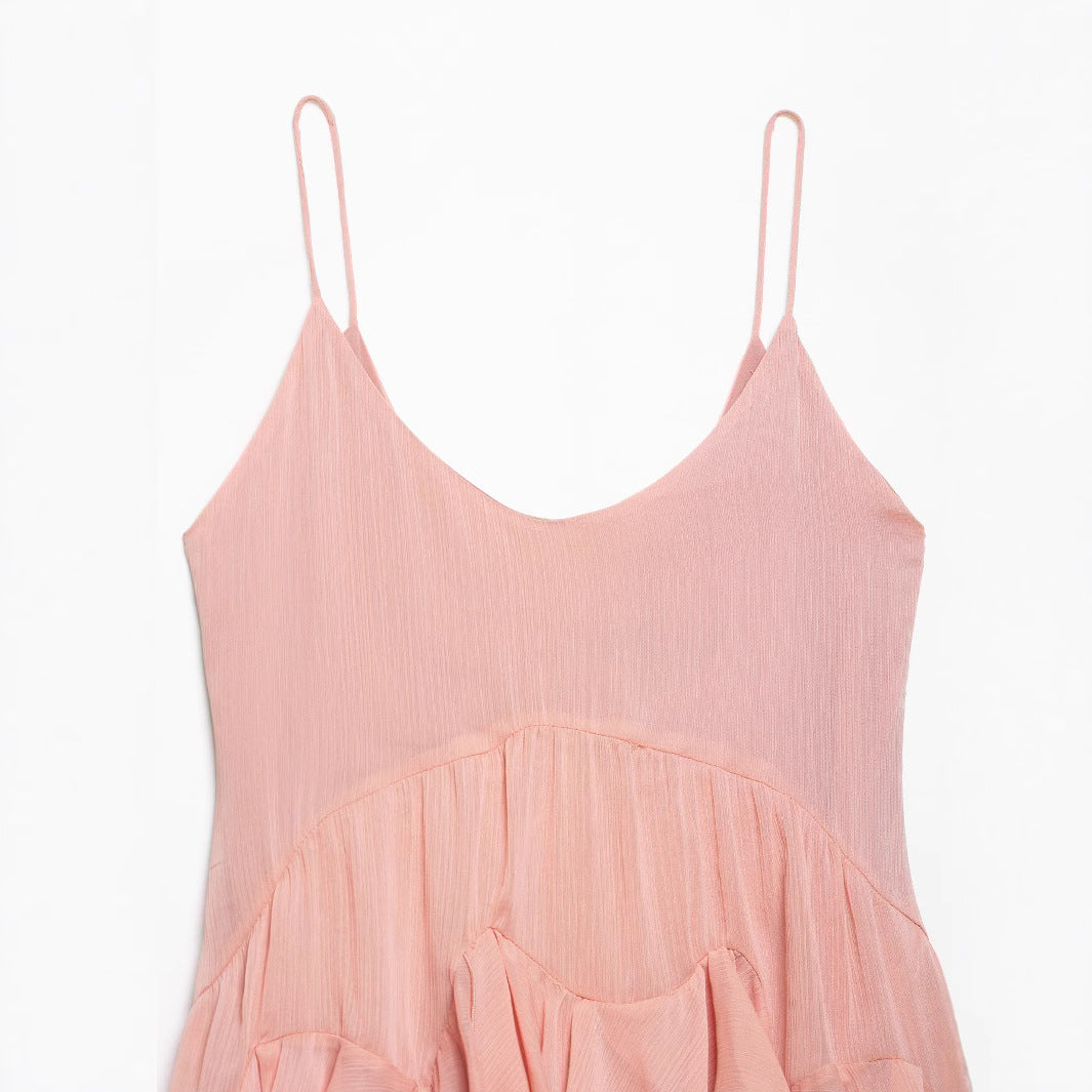 Femme Rüsch Mini Slip Kjole med justerbare stropper og lagdelt kant Stilla