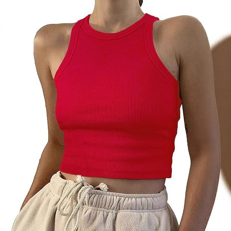 Damer sporty crop-top med elastisk ribdesign Skovae