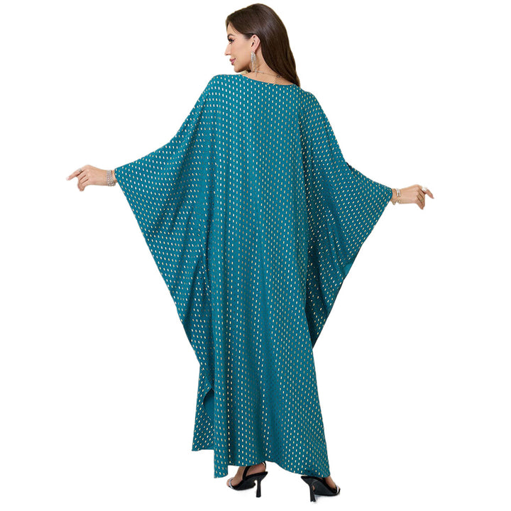 Dame Maxikimono med elegant applikation Stilla