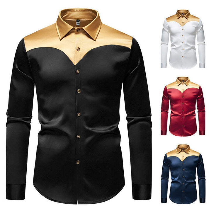 Herrer Elegant Satin Skjorte Stilla