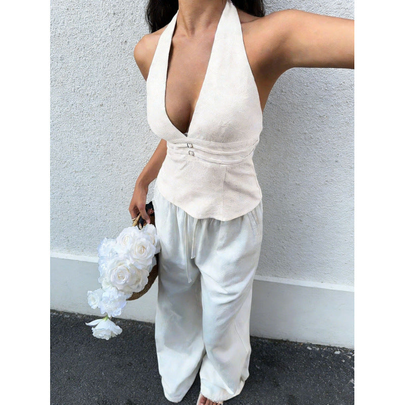 Damer elegant og figursyet bustier-top med dyb V-udskæring Skovae