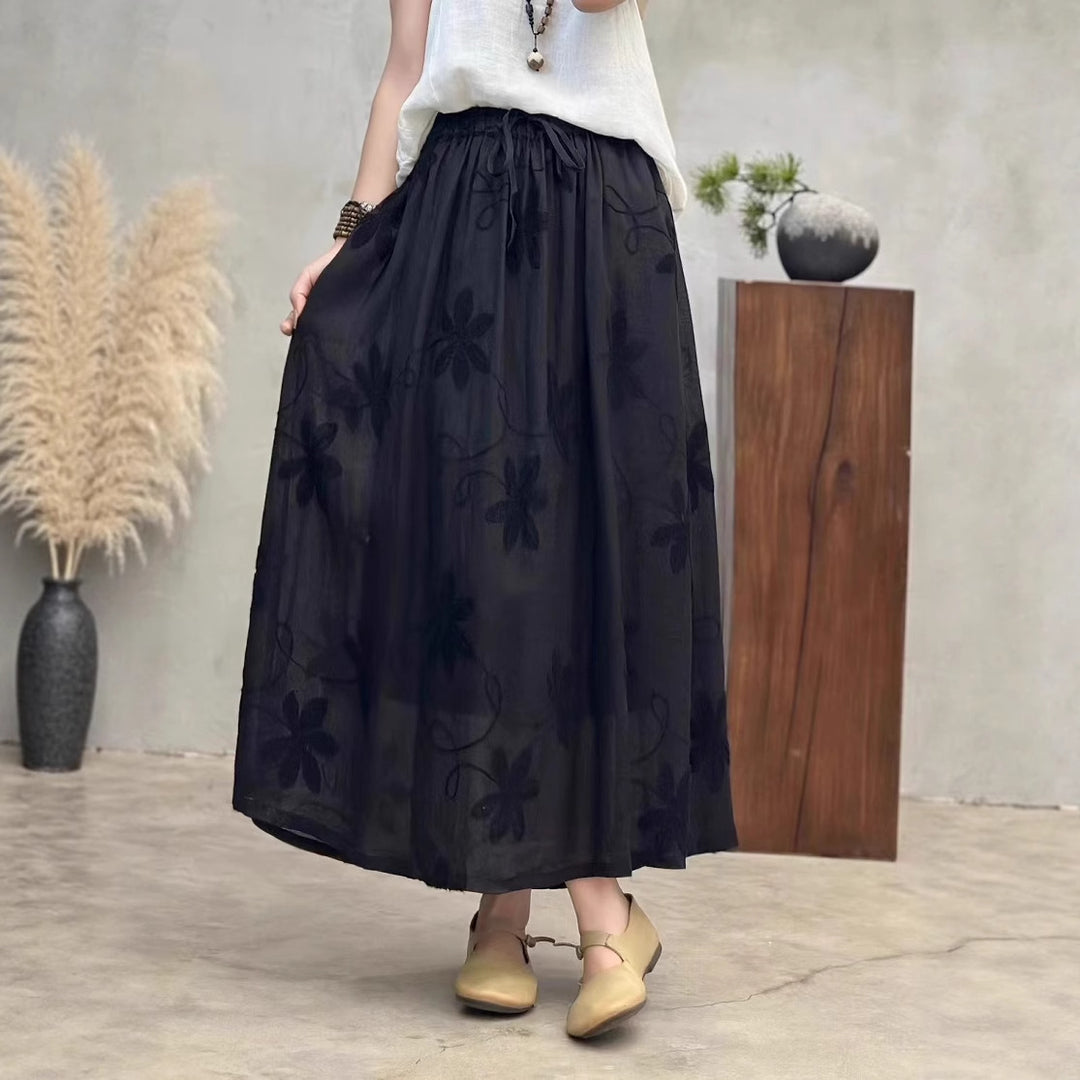 Femme Florale Bestikket Maxi-Nederdel Stilla