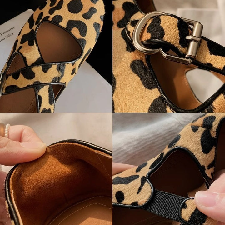 Dame Elegant Leopardskinds mønster Slingback Flats Stilla