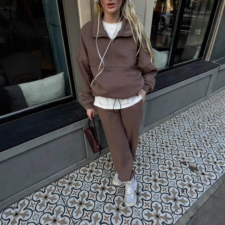 Dame afslappet sweatshirt-sæt med elastisk kant Stilla