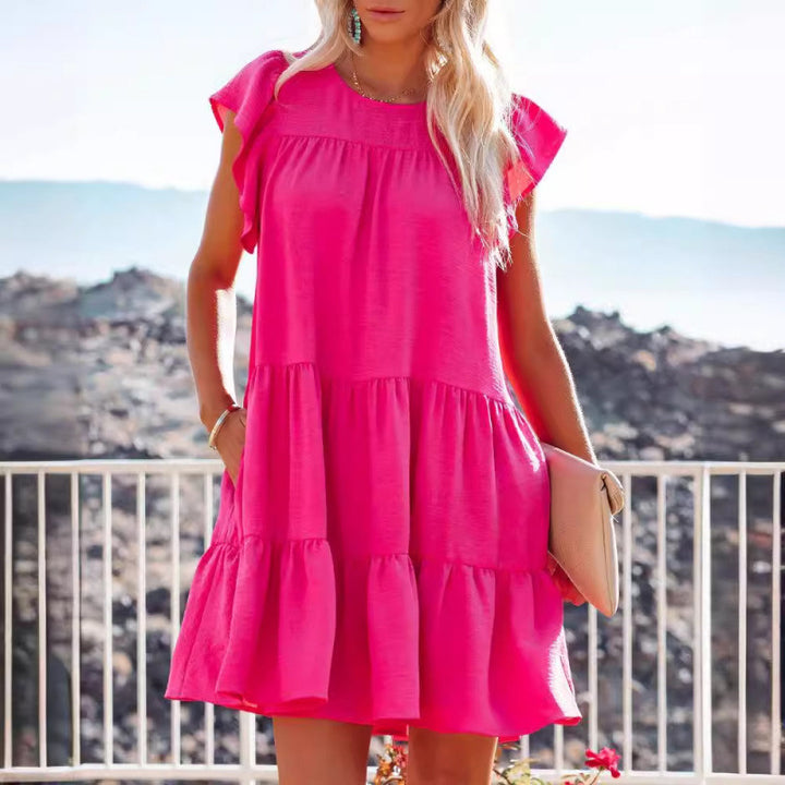 Dame Casual Rynket Lag Mini Kjole Stilla