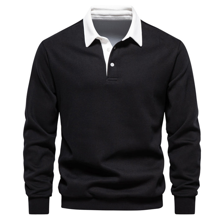 Herrer Langærmet Poloshirt med elegant krave og blød bomuldsblanding Stilla