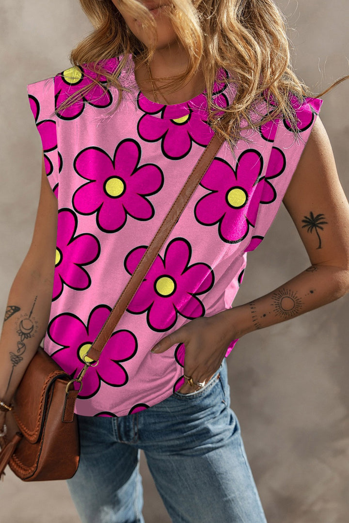 Dame trendy T-shirt med iøjnefaldende blomsterdesign og store størrelser Stilla
