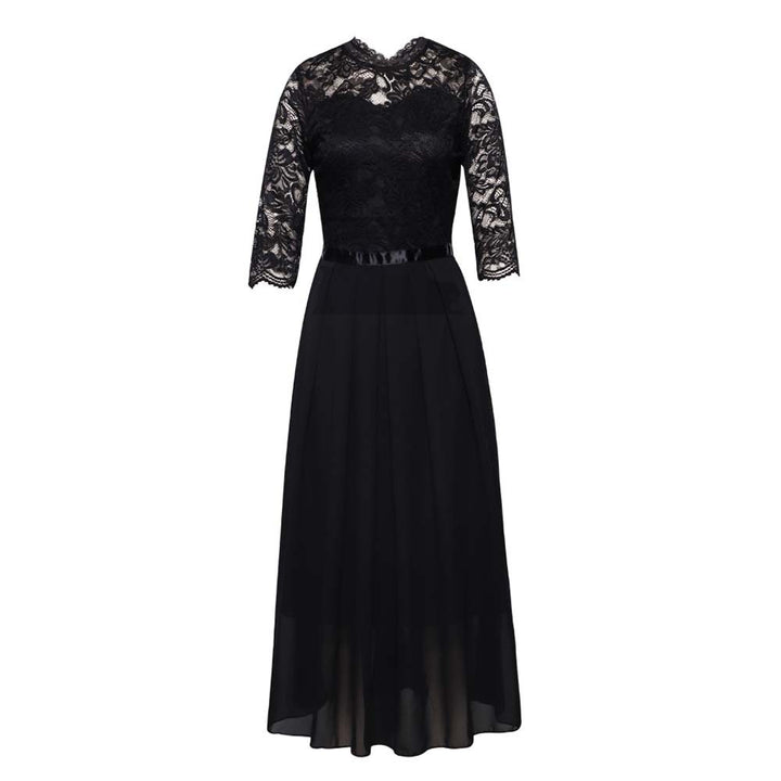 Dame Elegant spidskjole med flydende chiffon nederdel Stilla