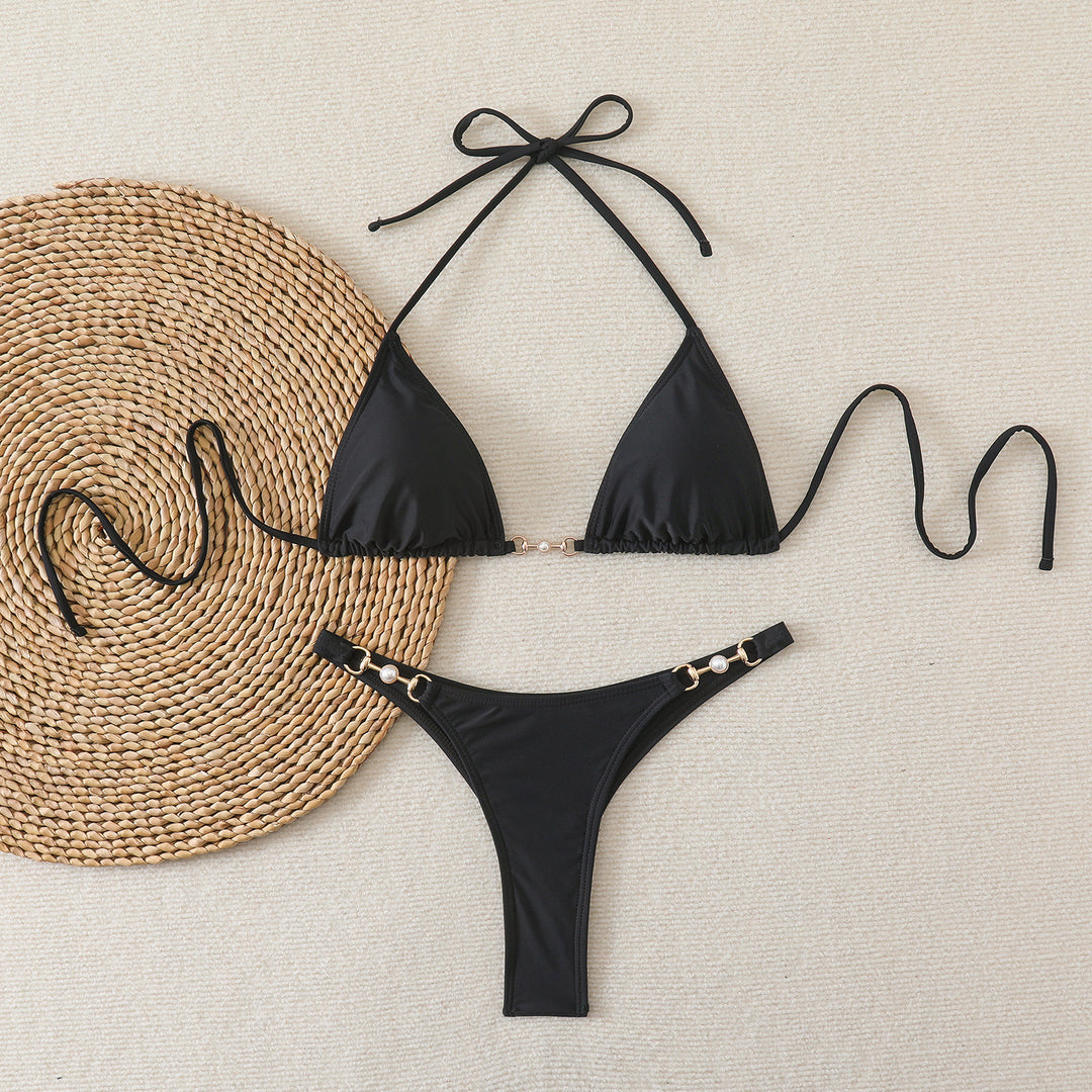 Dame Triangel-Bikini med elegante guld accenter Skovae