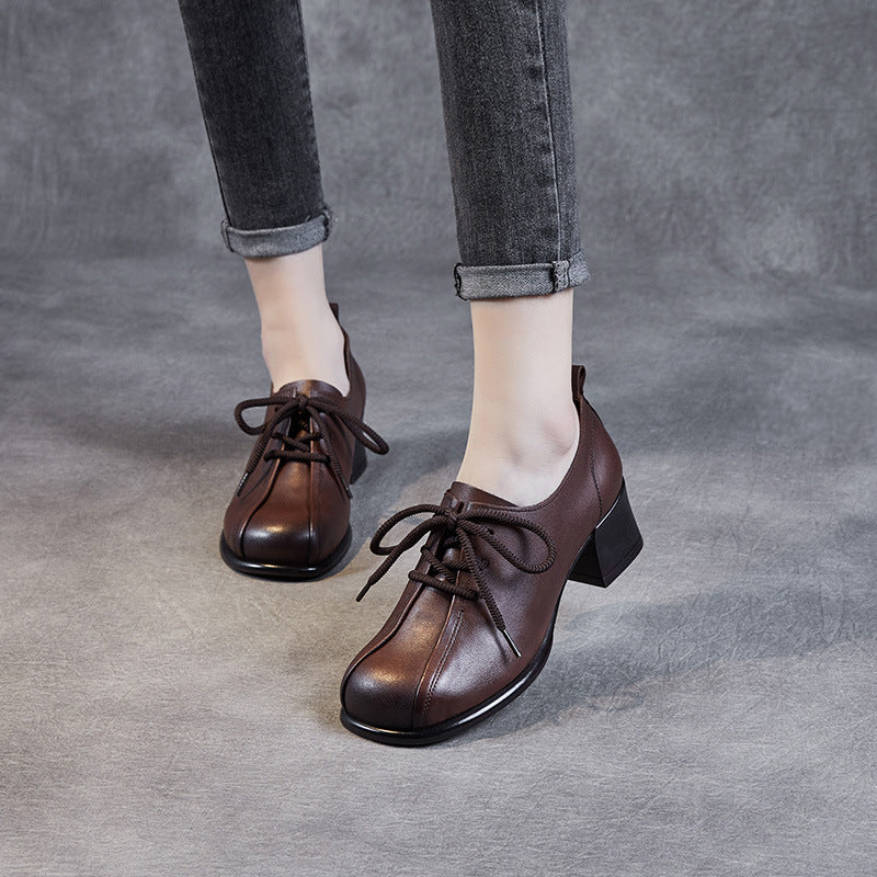 Dame Elegant Snøre Blokhæl Oxfords Stilla
