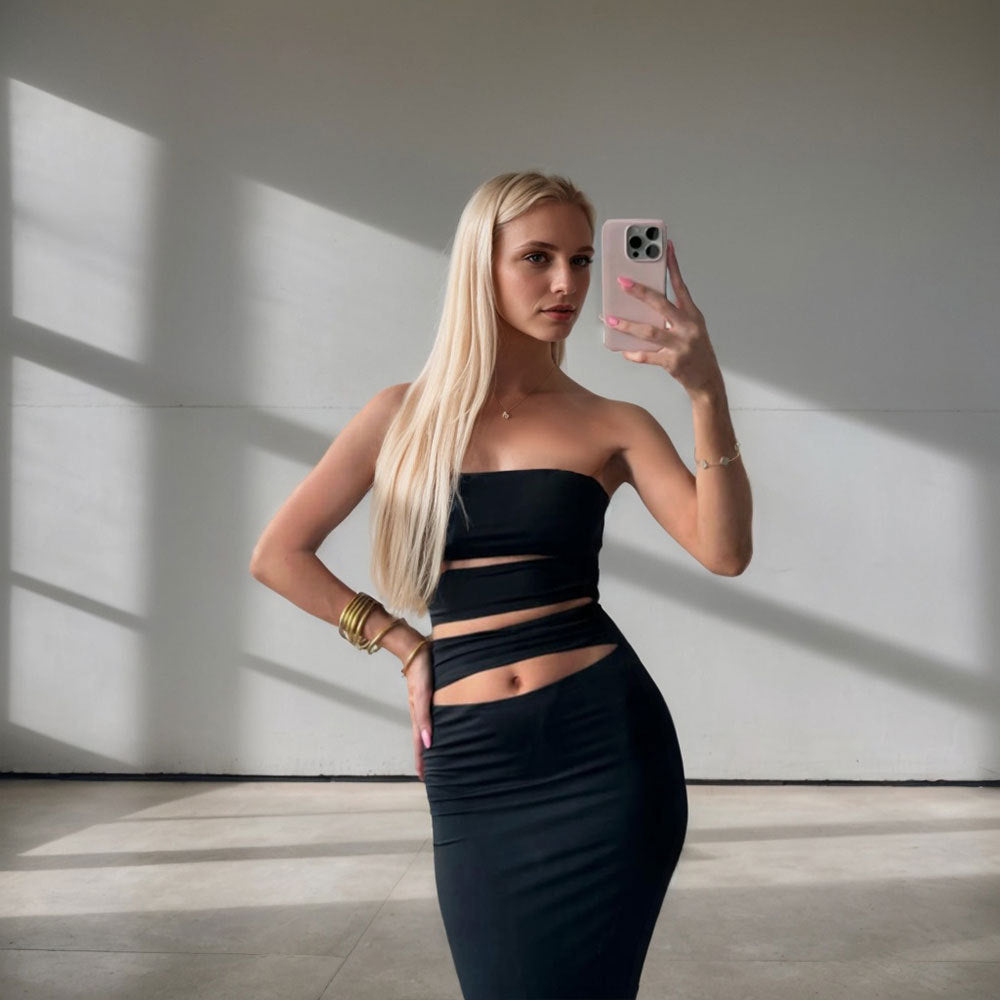 Kvinders bodycon kjole med bandeau udskæring og praktiske udskæringsdetaljer Stilla