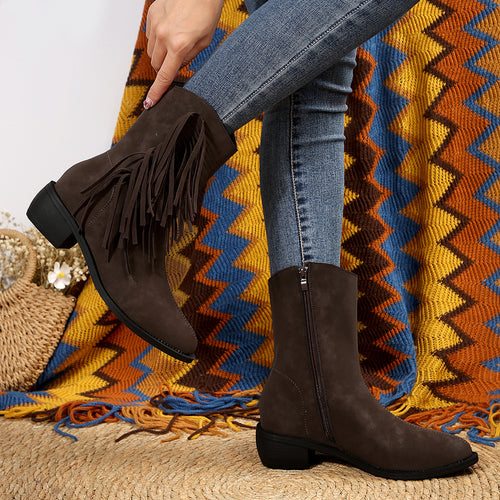 Dame ankle boots med frynset detaljer Stilla