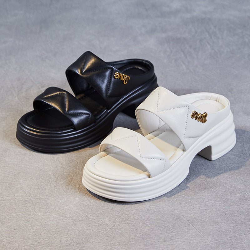 Dame platform slide sandaler med dekorative stropper Stilla