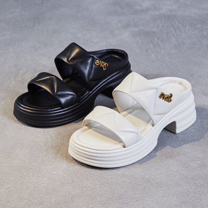 Dame platform slide sandaler med dekorative stropper Stilla