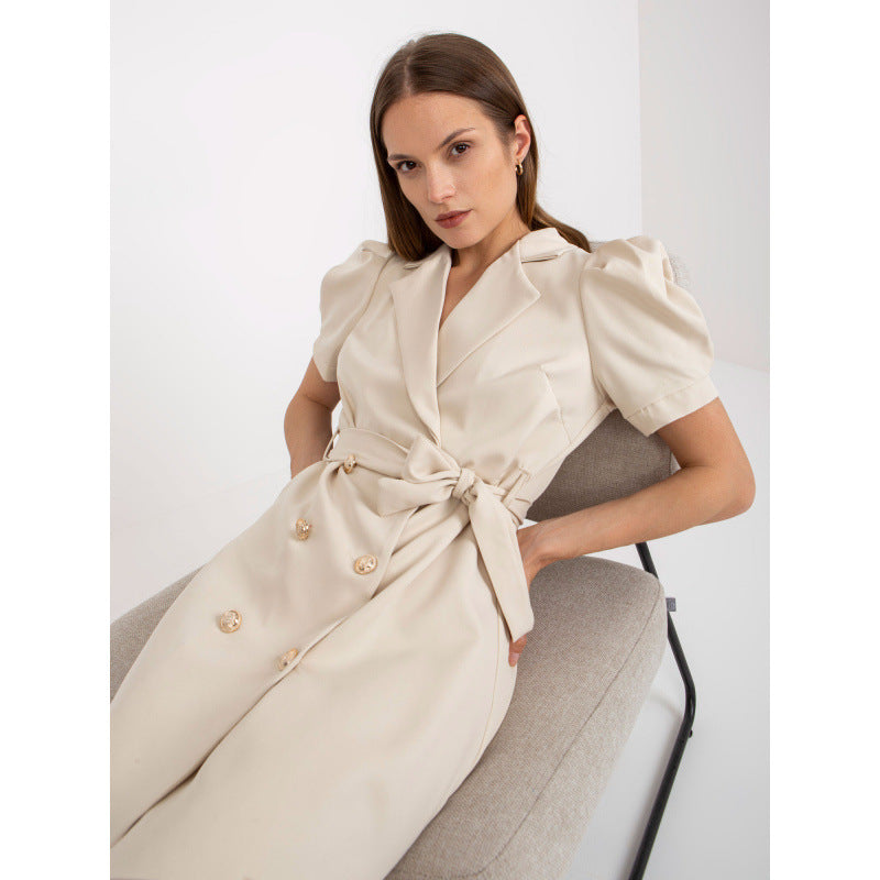 Dame Blazer-kjole med elegant talje og puffærmer Stilla