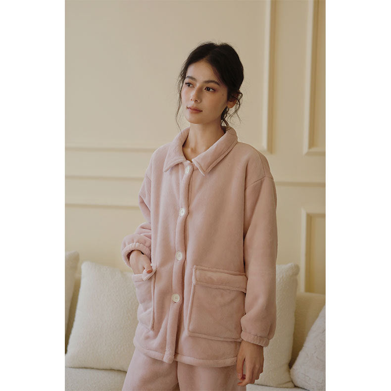 Dame Fleece Oversized jakke med lommer og knaplukning Stilla