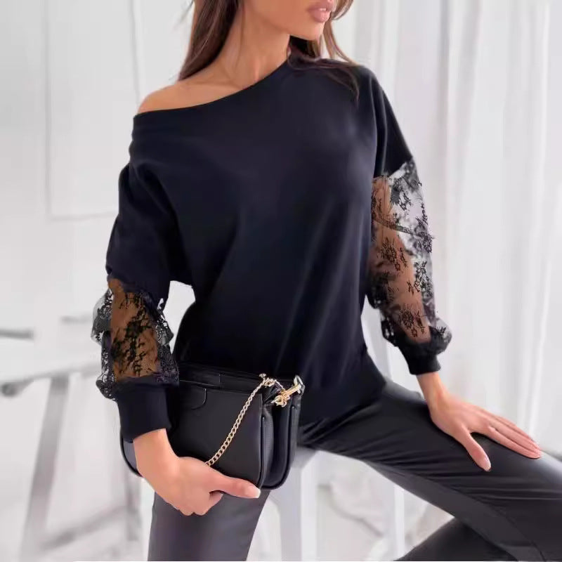 Dame Off-Shoulder Spids-Detail Top Stilla