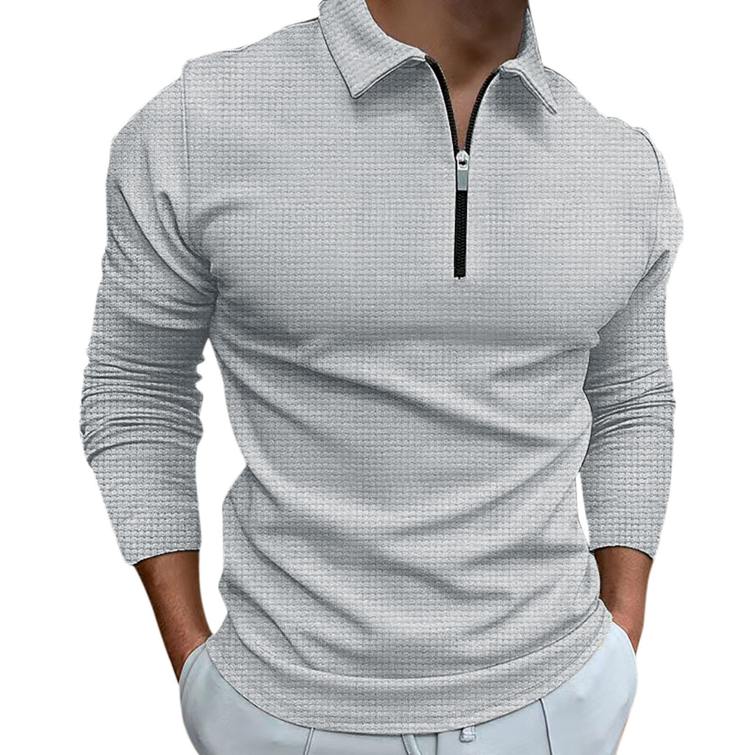 Herre polo t-shirt med lynlås og struktureret design Stilla
