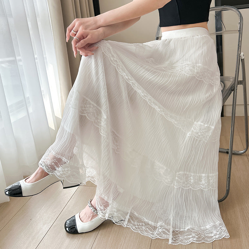 Dame Maxiskørt med elegante spids dekorationer Stilla