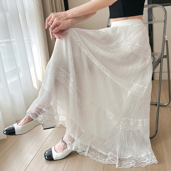 Dame Maxiskørt med elegante spids dekorationer Stilla