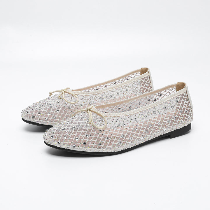 Dame glitrende ballerinas med dekorativt netdesign Stilla