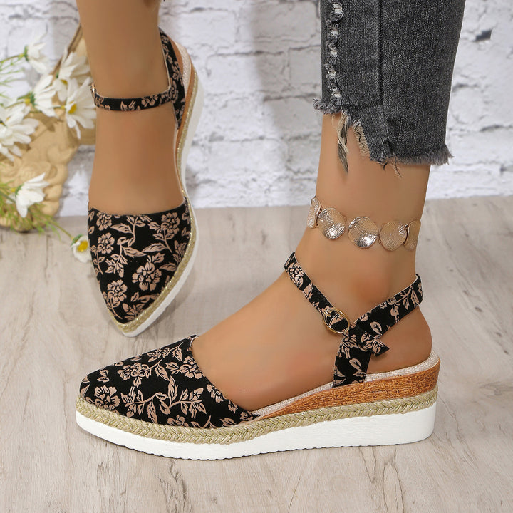 Dame Wedge-Pantoletten med blomsterdesign og skridsikker sål Stilla