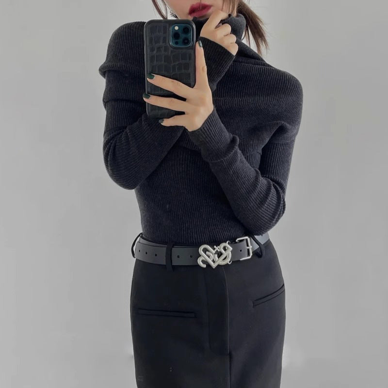 Kvinder elegant turtleneck sweater med asymmetrisk skæring Stilla