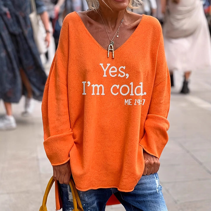 Femme Oversized V-Udskæring Grafik Sweatshirt Stilla