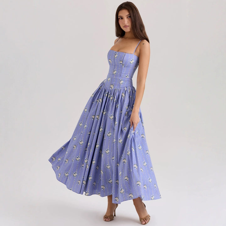 Damer Elegant Maxi Kjole med Blomster Accenter