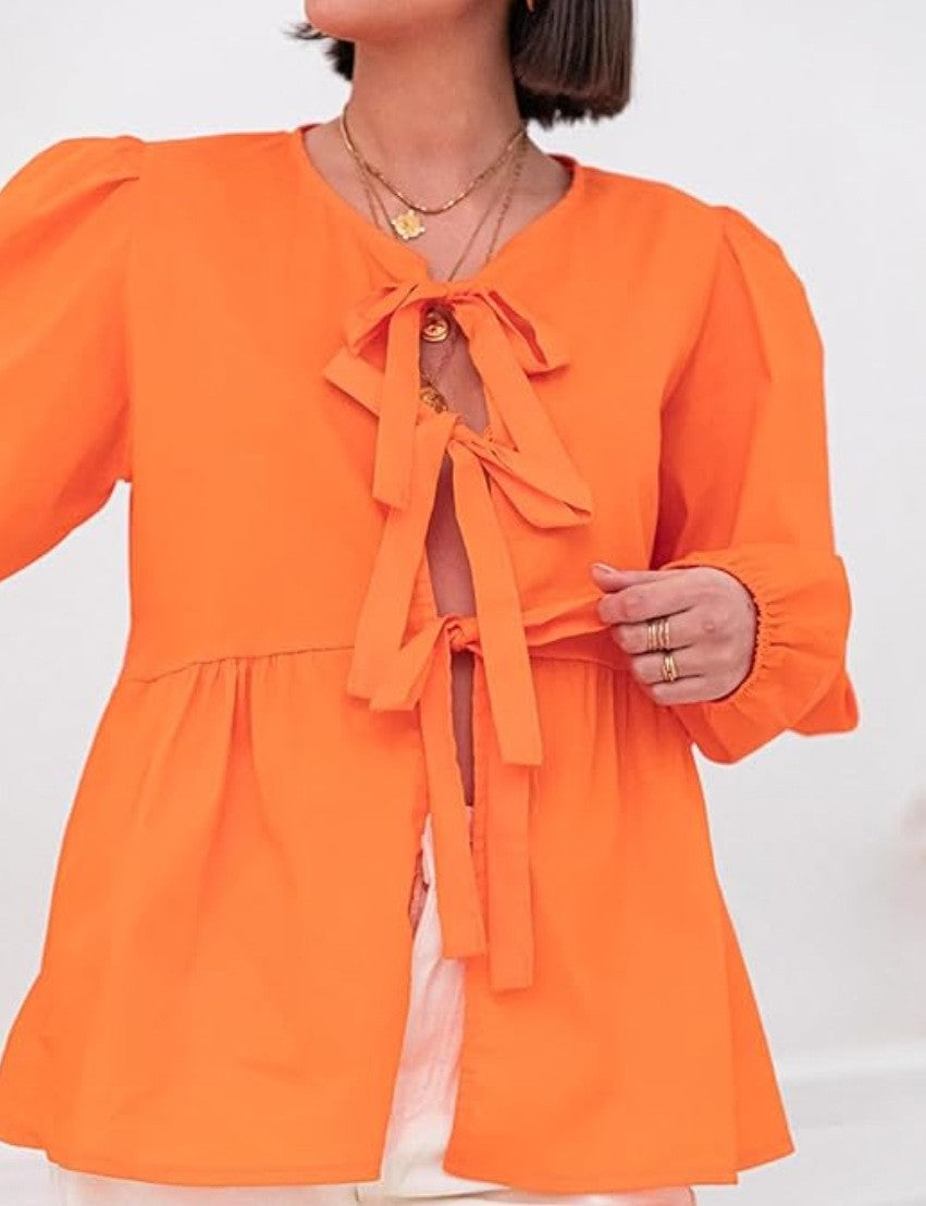 Damebluse med sløjfedetalje og løs pasform Stilla