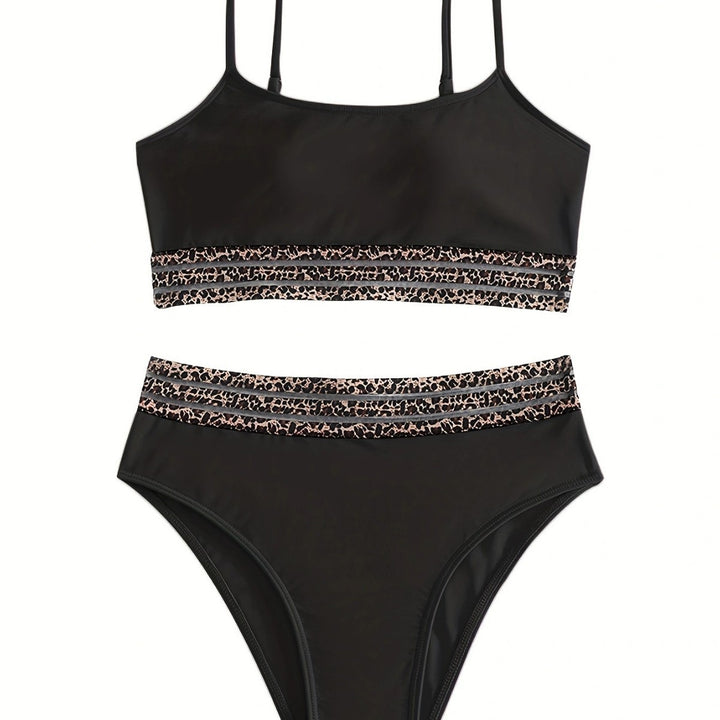 Dame bikini-sæt med elastisk taljebånd og modetrendstribet design Stilla